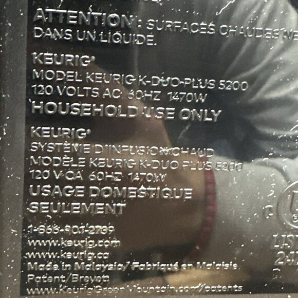 Keurig K-Duo Plus 5200  Coffee Maker W Box Strong Brew 60 Oz Multi Position - Picture 7 of 7